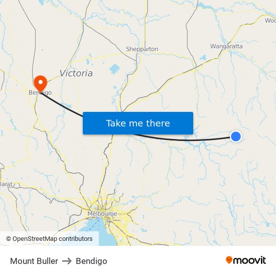 Mount Buller to Bendigo map