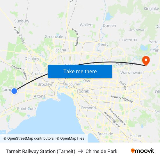 Tarneit Railway Station (Tarneit) to Chirnside Park map