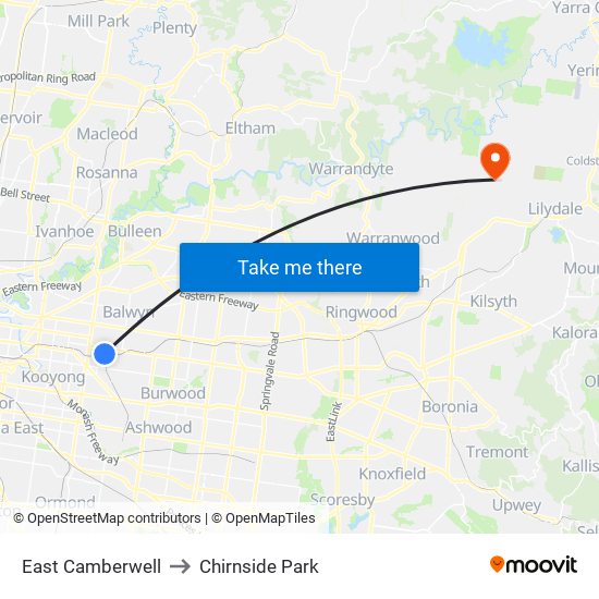 East Camberwell to Chirnside Park map