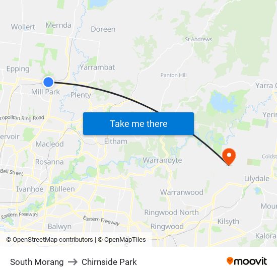 South Morang to Chirnside Park map