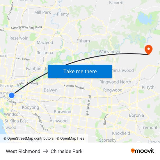 West Richmond to Chirnside Park map