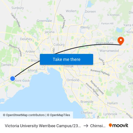 Victoria University Werribee Campus/235 Hoppers Lane (Werribee) to Chirnside Park map