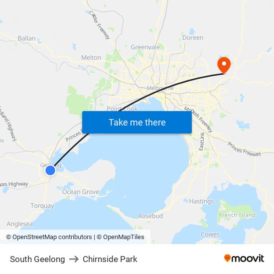 South Geelong to Chirnside Park map