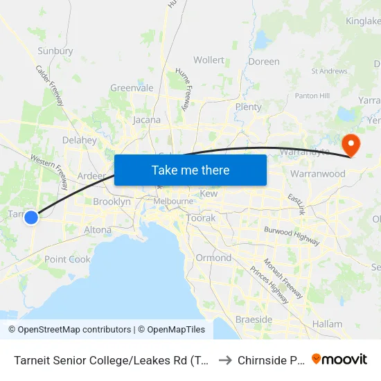 Tarneit Senior College/Leakes Rd to Chirnside Park map