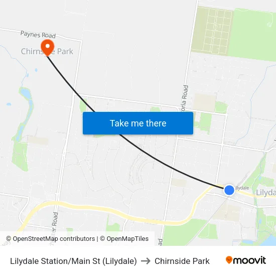 Lilydale Station/Main St to Chirnside Park map