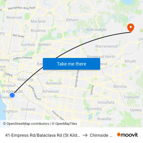 Empress Rd/Balaclava Rd #41 to Chirnside Park map