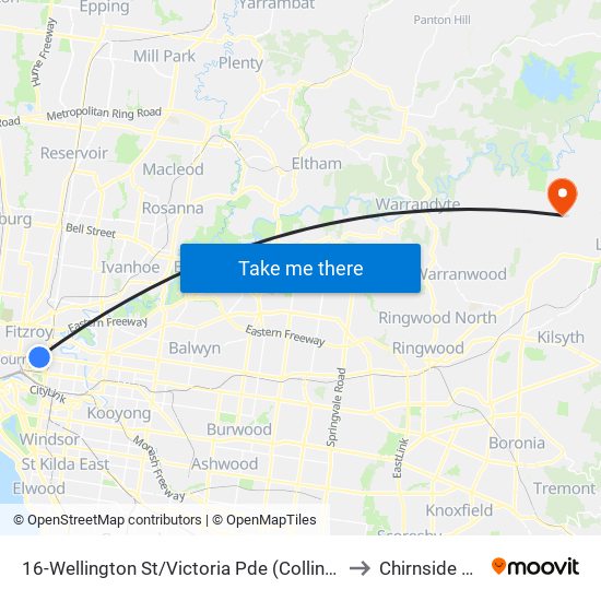 16-Wellington St/Victoria Pde (Collingwood) to Chirnside Park map
