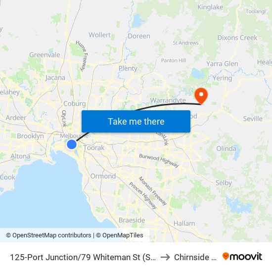 125-Port Junction/79 Whiteman St (Southbank) to Chirnside Park map