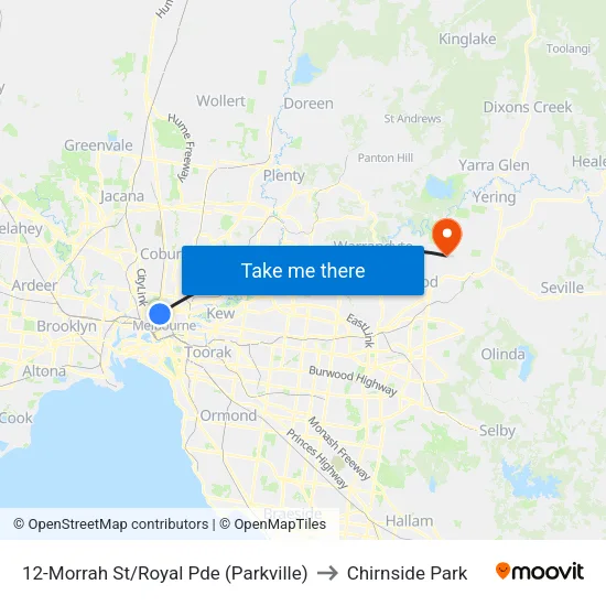 Morrah St/Royal Pde #12 to Chirnside Park map