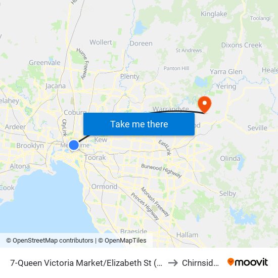 7-Queen Victoria Market/Elizabeth St (Melbourne City) to Chirnside Park map