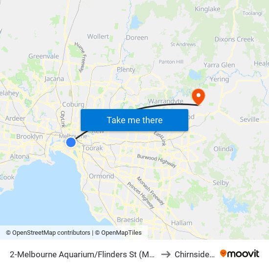 2-Melbourne Aquarium/Flinders St (Melbourne City) to Chirnside Park map