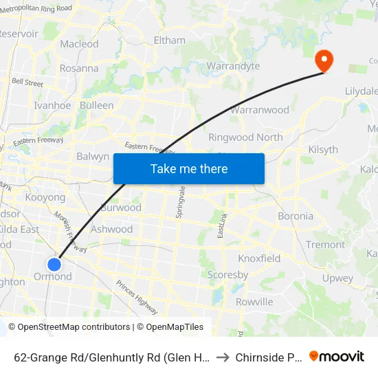Grange Rd/Glenhuntly Rd #62 to Chirnside Park map