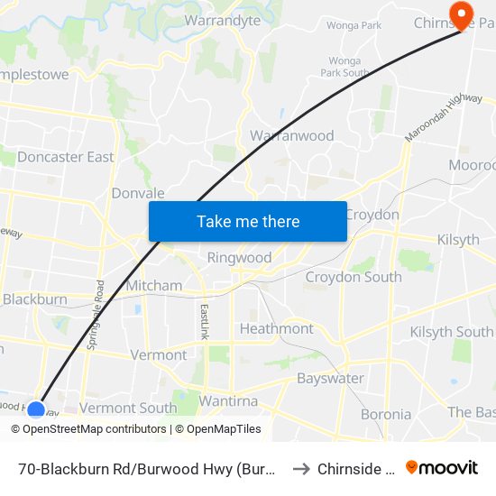 70-Blackburn Rd/Burwood Hwy (Burwood East) to Chirnside Park map