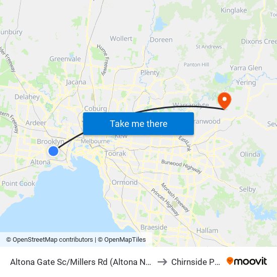 Altona Gate Sc/Millers Rd (Altona North) to Chirnside Park map