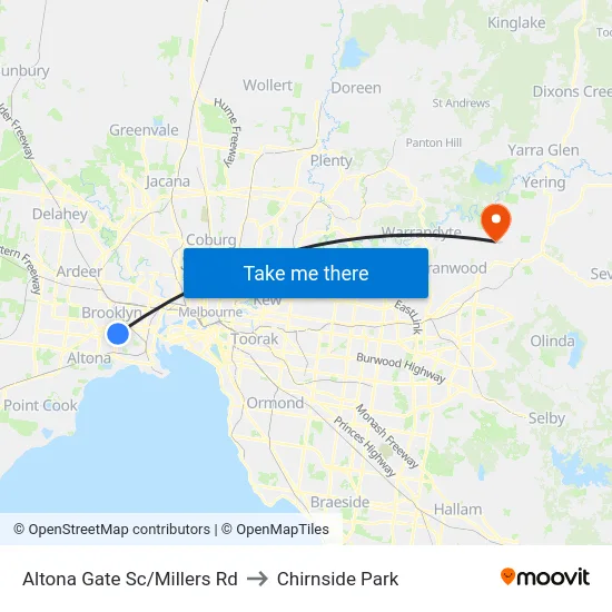 Altona Gate Sc/Millers Rd to Chirnside Park map