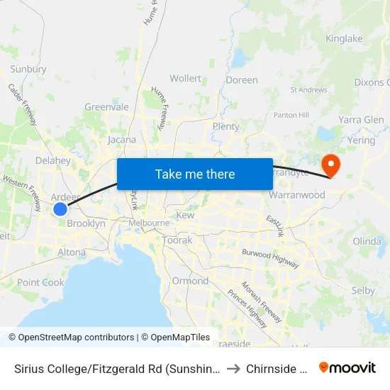 Sirius College/Fitzgerald Rd to Chirnside Park map