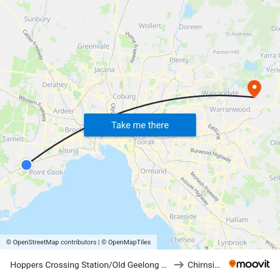 Hoppers Crossing Station/Old Geelong Rd to Chirnside Park map