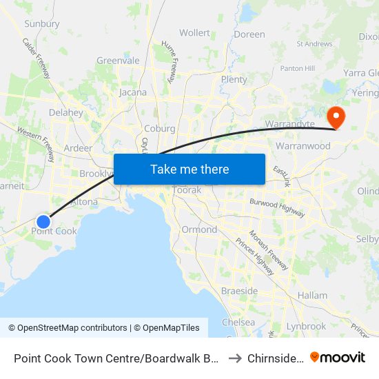 Point Cook Town Centre/Boardwalk Bvd (Point Cook) to Chirnside Park map