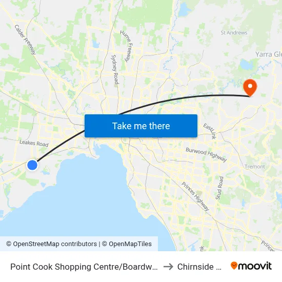 Point Cook Shopping Centre/Boardwalk Bvd to Chirnside Park map