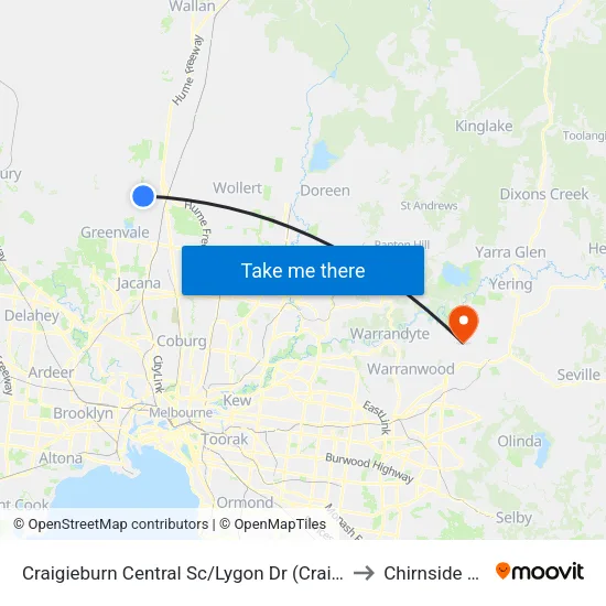 Craigieburn Central Sc/Lygon Dr to Chirnside Park map