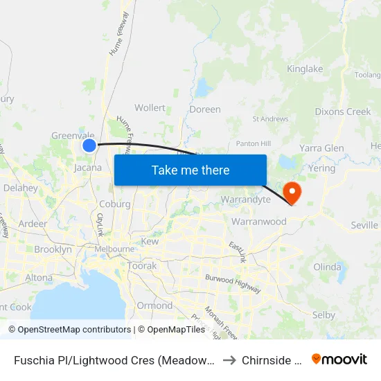Fuschia Pl/Lightwood Cres to Chirnside Park map