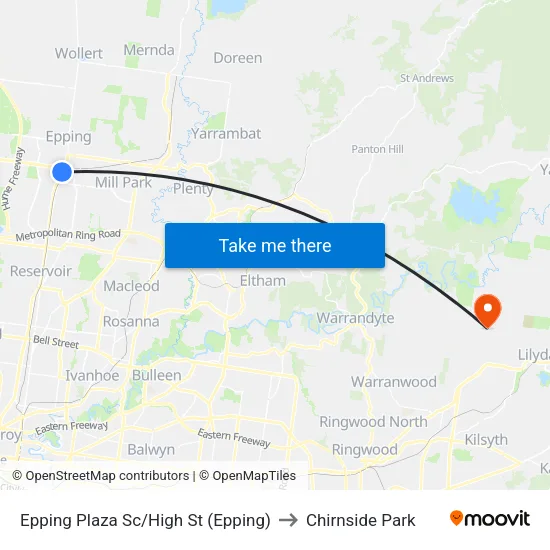 Epping Plaza Sc/High St to Chirnside Park map