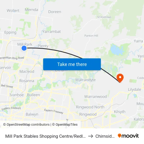 Mill Park Stables Shopping Centre/Redleap Ave to Chirnside Park map
