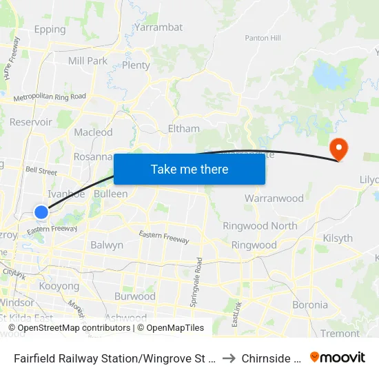 Fairfield Station/Wingrove St to Chirnside Park map
