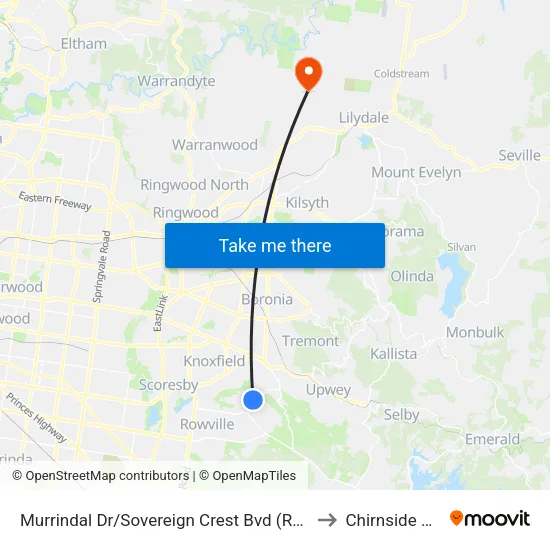 Murrindal Dr/Sovereign Crest Bvd to Chirnside Park map