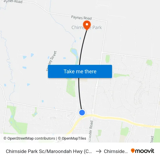 Chirnside Park Sc/Maroondah Hwy to Chirnside Park map