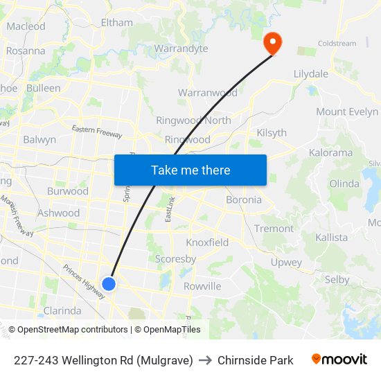 227-243 Wellington Rd (Mulgrave) to Chirnside Park map