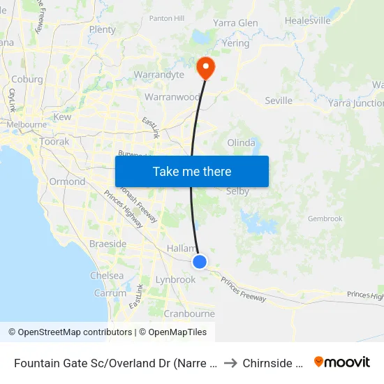 Fountain Gate Sc/Overland Dr to Chirnside Park map