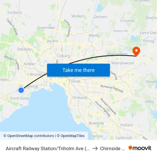 Aircraft Station/Triholm Ave to Chirnside Park map