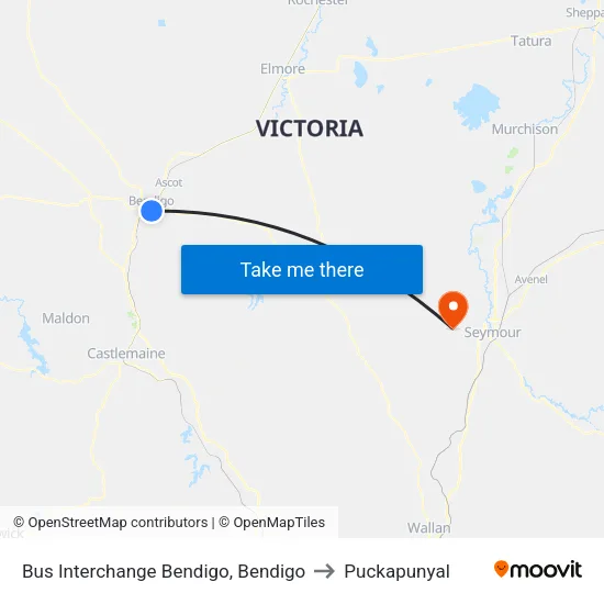 Bus Interchange Bendigo, Bendigo to Puckapunyal map