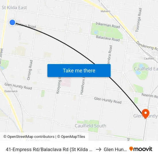 Empress Rd/Balaclava Rd #41 to Glen Huntly map