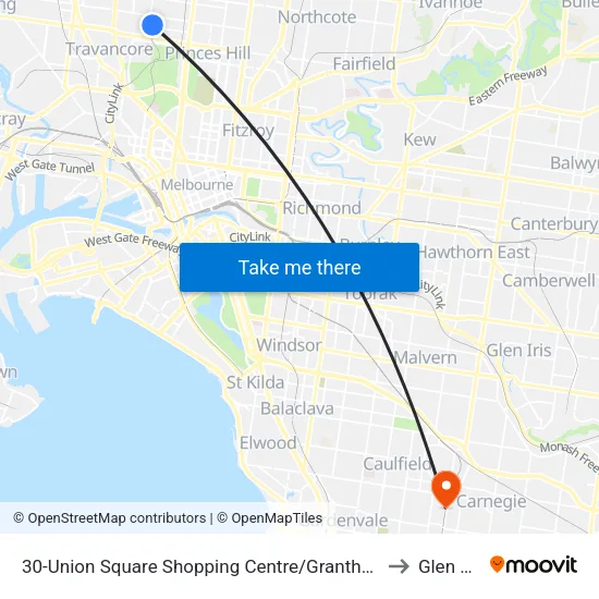 Union Square Shopping Centre/Grantham St #30 to Glen Huntly map