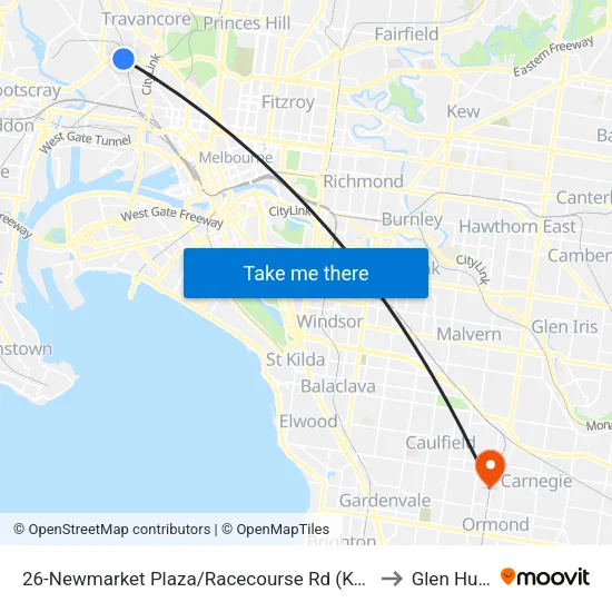 Newmarket Plaza/Racecourse Rd #26 to Glen Huntly map