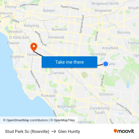 Stud Park Sc to Glen Huntly map
