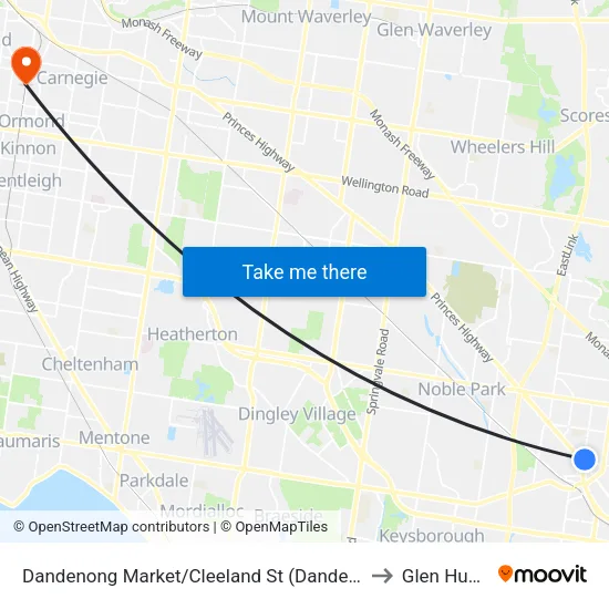 Dandenong Market/Cleeland St to Glen Huntly map