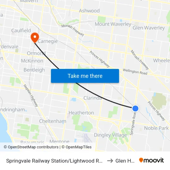 Springvale Railway Station/Lightwood Rd to Glen Huntly map