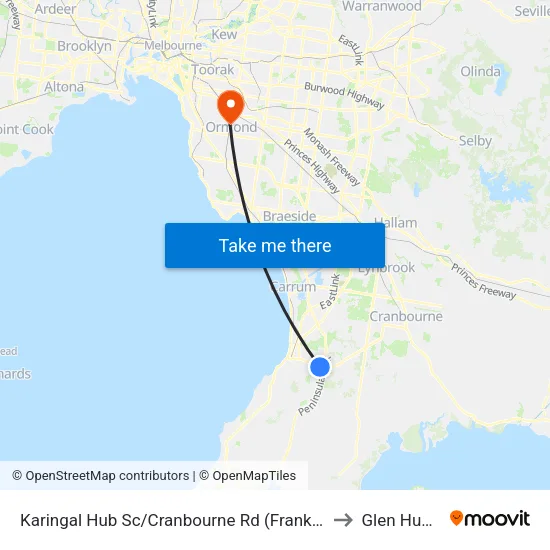 Karingal Hub Sc/Cranbourne Rd to Glen Huntly map
