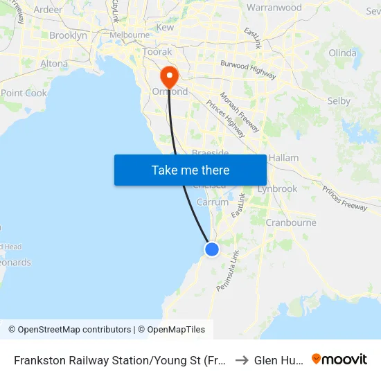 Frankston Railway Station/Young St to Glen Huntly map