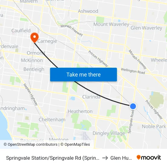 Springvale Station/Springvale Rd to Glen Huntly map