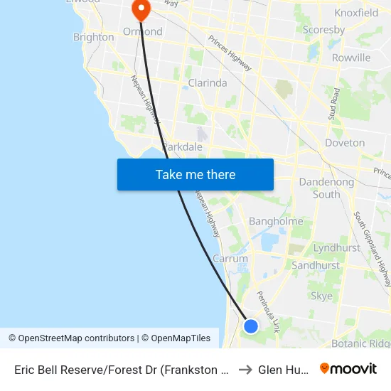 Eric Bell Reserve/Forest Dr to Glen Huntly map