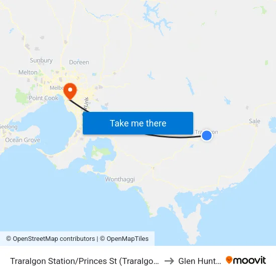 Traralgon Station/Princes St to Glen Huntly map