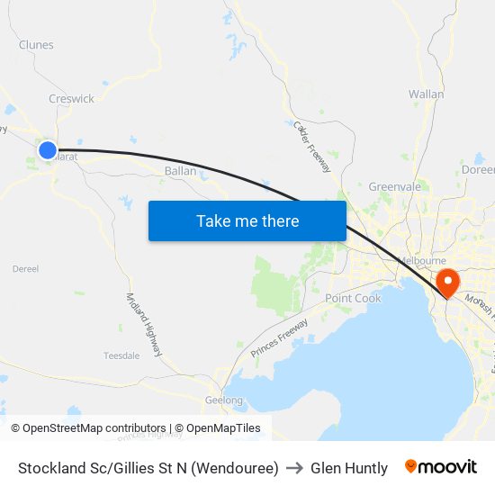 Stockland Sc/Gillies St N (Wendouree) to Glen Huntly map
