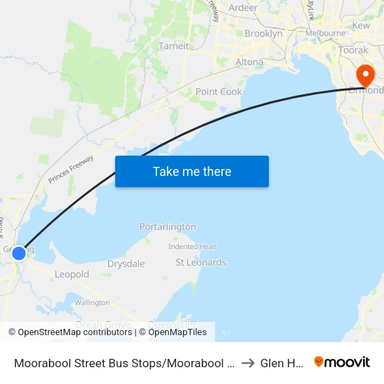 Moorabool Street Bus Stops/Moorabool St to Glen Huntly map