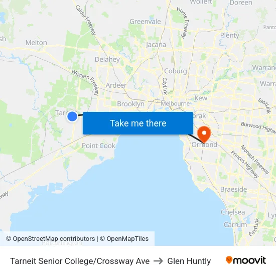 Tarneit Senior College/Crossway Ave to Glen Huntly map