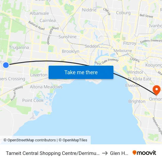 Tarneit Central Shopping Centre/Derrimut Rd to Glen Huntly map