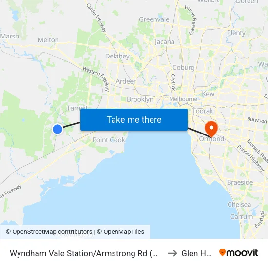 Wyndham Vale Station/Armstrong Rd to Glen Huntly map